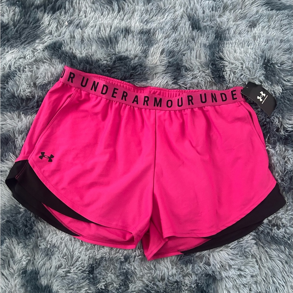 Under Armour Women's Athletic Shorts in Pink and Black